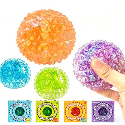 Firm Sensory Squeeze Ball for Adults, Textured Stress Relief Fidget Toy for ADHD Anxiety & Hand Grip Exercise, Spiky TPR Desk Squeeze Ball with Satisfying Resistance (Clear Neon Green)