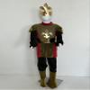 ACSUSS Boys Medieval Roman Gladiator Costume Prince Carnival Outfit Stage Performance Easter Wear Black Gold 11-14 view 2