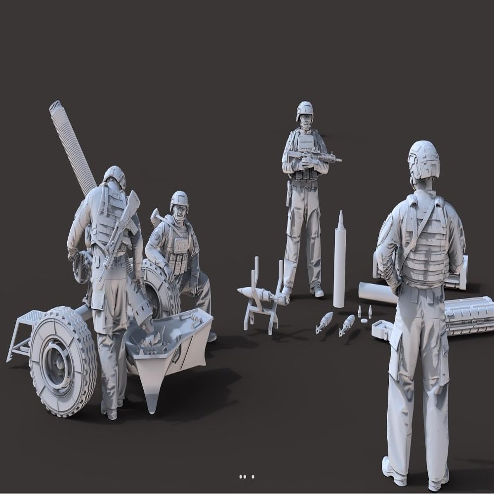 Black Snake 1/35 French Army Mortar and Artillery Group Pack Resin kit 3D Printed Scale Model/Replica