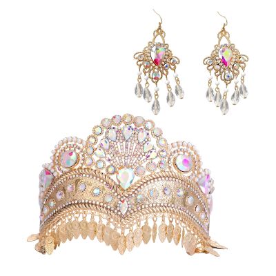 GORBUS Uyghur Styles Hair Ornament Earrings for Cosplay and Cultural Celebration Travel Souvenir Ethnic Chaplet