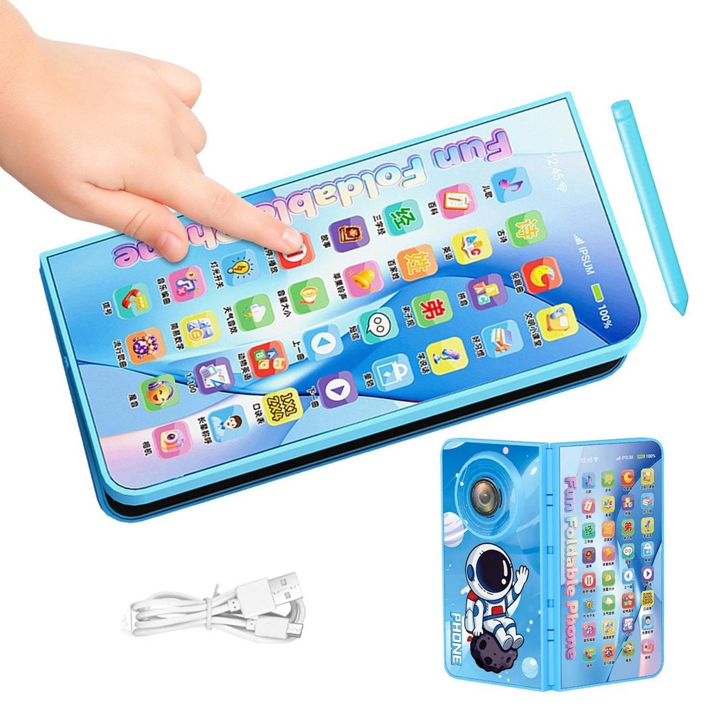 Toy Phone | Folding Pretend Smartphone | Educational Drawing Toy | for Boys Girls Preschoolers Birthday Home Apartment Playroom Holiday Daycare Kindergarten Travel Playdates
