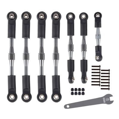 Adjustable Pull Rod for Slash 1/10 for Stampede for Rustler for Bandit 2WD Adjustable Steering Rod RC Car Aluminum Buckle Arc Chain Upgrade Part(Gray)