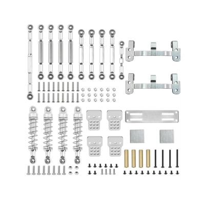 Adjustable Pull Rod for WPL C14 C24 1/16 for MN 99S B90 98 Upgrade Metal Pull Rod Steering Servo BaseShock Absorber Remote Control Car Parts(Silver)