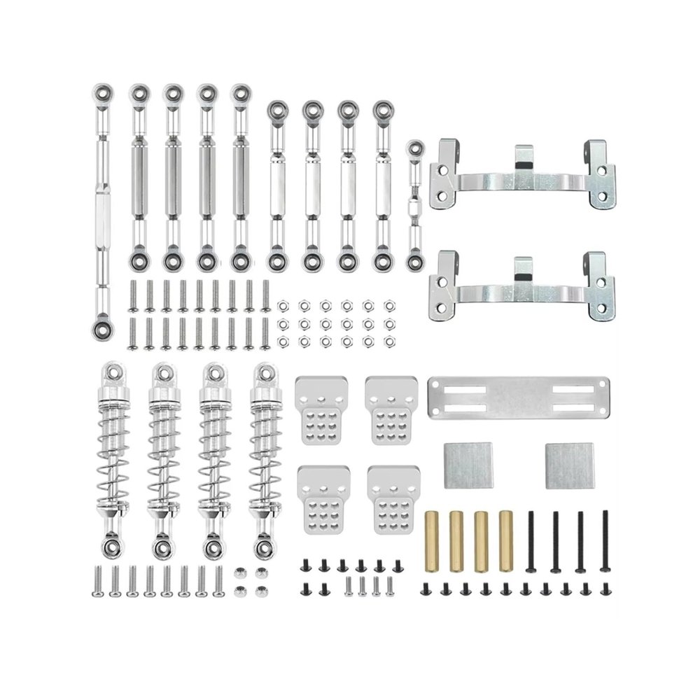 Adjustable Pull Rod for WPL C14 C24 1/16 for MN 99S B90 98 Upgrade Metal Pull Rod Steering Servo BaseShock Absorber Remote Control Car Parts(Silver)
