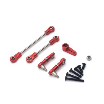 Adjustable Pull Rod for WLtoys 1/28 284131 K969 K979 K989 K999 P929 P939 Metal Upgrade Steering Link Servo Arm 28t Kit RC Car Parts(Red)