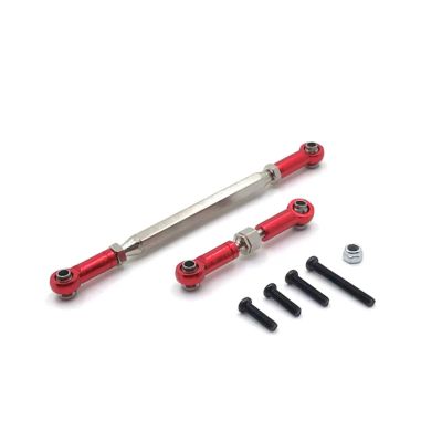 Adjustable Pull Rod for MN D90 D99 for MN-90 FJ-45 1/12 Metal Adjustable Steering Linkage Servo Link Pull Rod RC Car Crawler Accessories(Red)