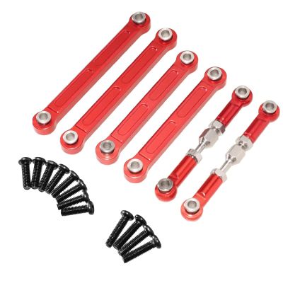 Adjustable Pull Rod for Wltoys 124008-2705 124010 Metal Steering Adjustable Suitable Remote Control Car Upgrade Accessories(Red)