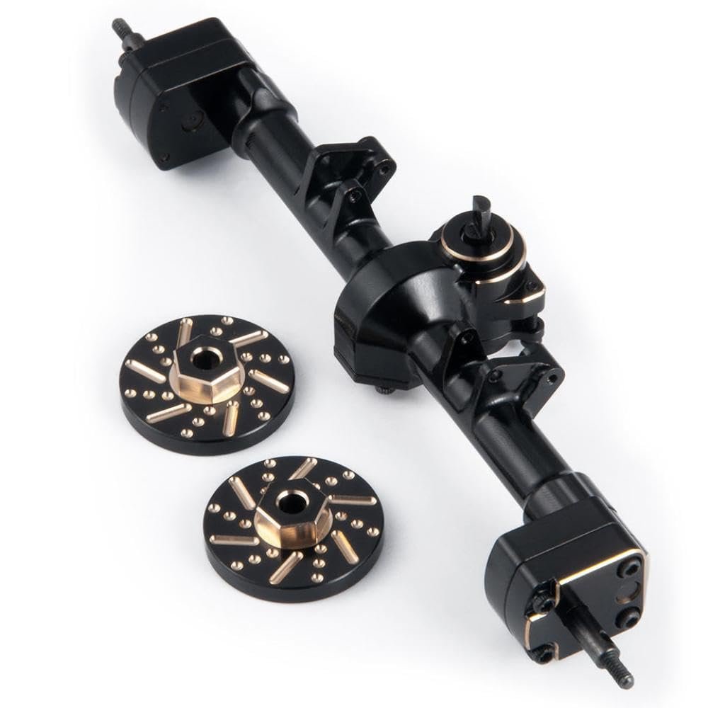 RC Crawler Brass Front Rear Portal Axle with Hex Adapter Weights for 1/24 Scale(Rear Axle)