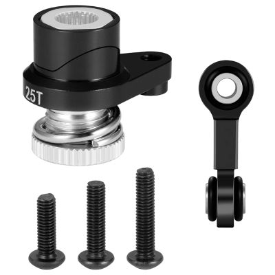 RC Car Toys Parts for Traxxas for Mini for Maxx 1/16 Alu Alloy 25T Servo Arm Saver Horn and Steering Links RC Car Upgrade Parts(Black,HR)