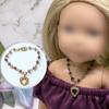 Multi Tone Purple Glass Crystal Bead Gold Heart Charm Doll Necklace view 2