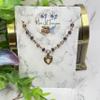 Multi Tone Purple Glass Crystal Bead Gold Heart Charm Doll Necklace view 3