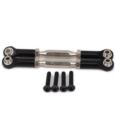 Adjustable Pull Rod for Axial for Yeti for Rock for Racer AX90026 Front Rear Servo Link Steering Aluminum for Desert for Buggy Off-Road Crawler Parts(Black)