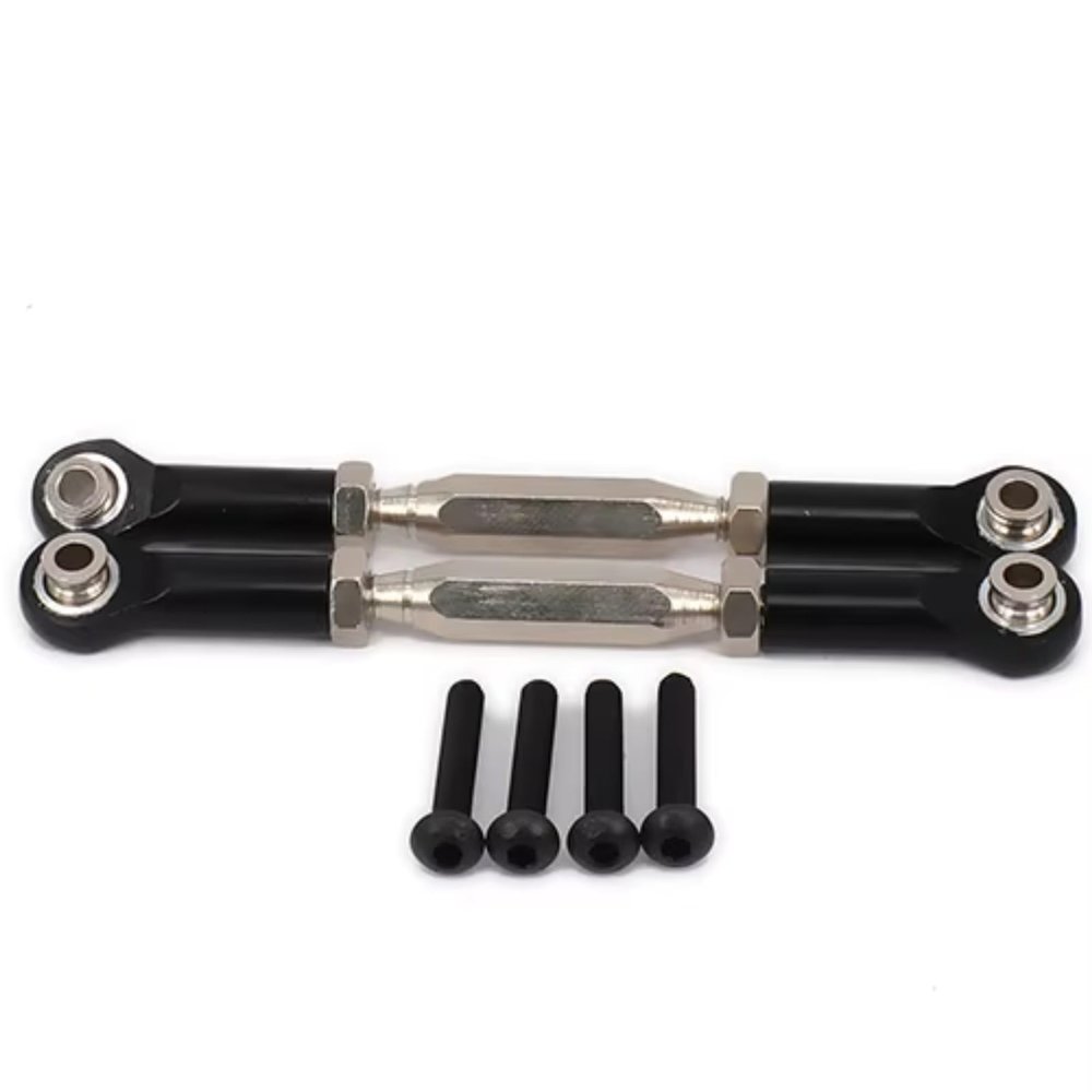 Adjustable Pull Rod for Axial for Yeti for Rock for Racer AX90026 Front Rear Servo Link Steering Aluminum for Desert for Buggy Off-Road Crawler Parts(Black)