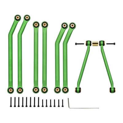 Adjustable Pull Rod for Axial for SCX24 AXI00002 C10 for JLU for Bronco AXI00006 1/24 Metal High Clearance Chassis Links Set Upgrade Parts RC Crawler(Green)