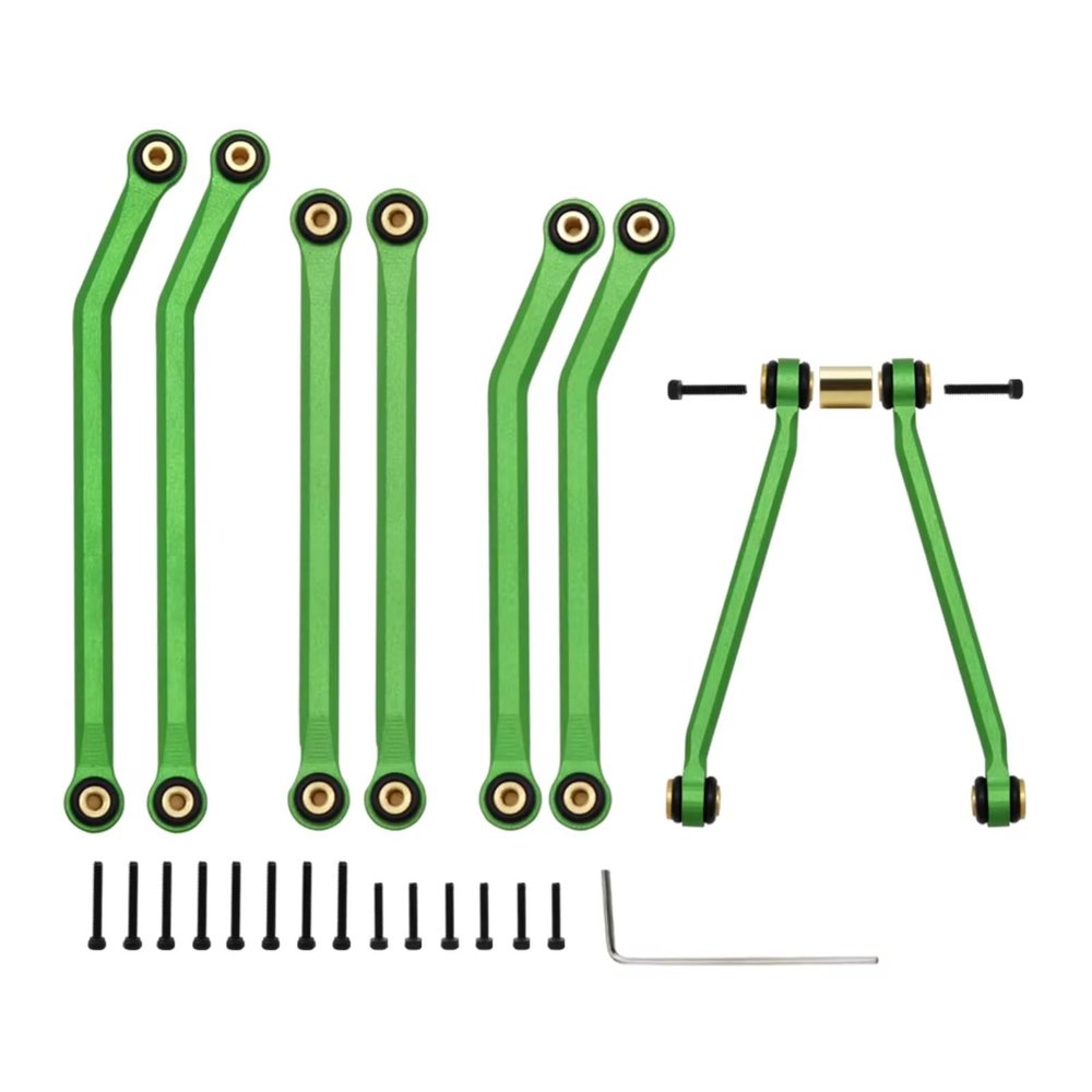 Adjustable Pull Rod for Axial for SCX24 AXI00002 C10 for JLU for Bronco AXI00006 1/24 Metal High Clearance Chassis Links Set Upgrade Parts RC Crawler(Green)