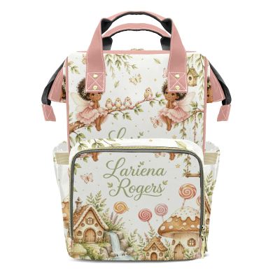 YallLocoMo Custom Diaper Bag Backpack Name Gift Watercolor Lollipop Fairy Cottage Cute Versatile Travel Bag: Large Capacity & Multiple Compartments for Everyone