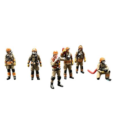 MindXplore 1/64 Scale Firefighter Figure Set, Miniature Response Worker Figures for Diorama Scenes, City Street Sandbox Accessories, 6 Piece Set