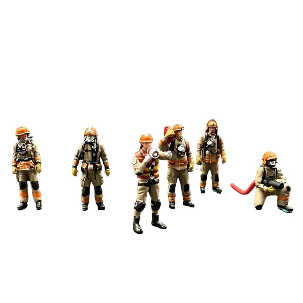 MindXplore 1/64 Scale Firefighter Figure Set, Miniature Response Worker Figures for Diorama Scenes, City Street Sandbox Accessories, 6 Piece Set