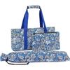 Mahjong Bag Set with Tote Bag, Small Zipper Pouch and Tile Rack Holder, Blue Paisley Floral Pattern, 3-Piece view 2