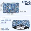 Mahjong Bag Set with Tote Bag, Small Zipper Pouch and Tile Rack Holder, Blue Paisley Floral Pattern, 3-Piece view 3
