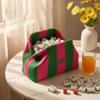 Personalized Striped Knit Mahjong Bag, Custom Embroidered Cosmetic Makeup Case with Name, Large Travel Toiletry Organizer for Women, Portable Storage Bag for 166 Standard American Mahjong Tiles view 3