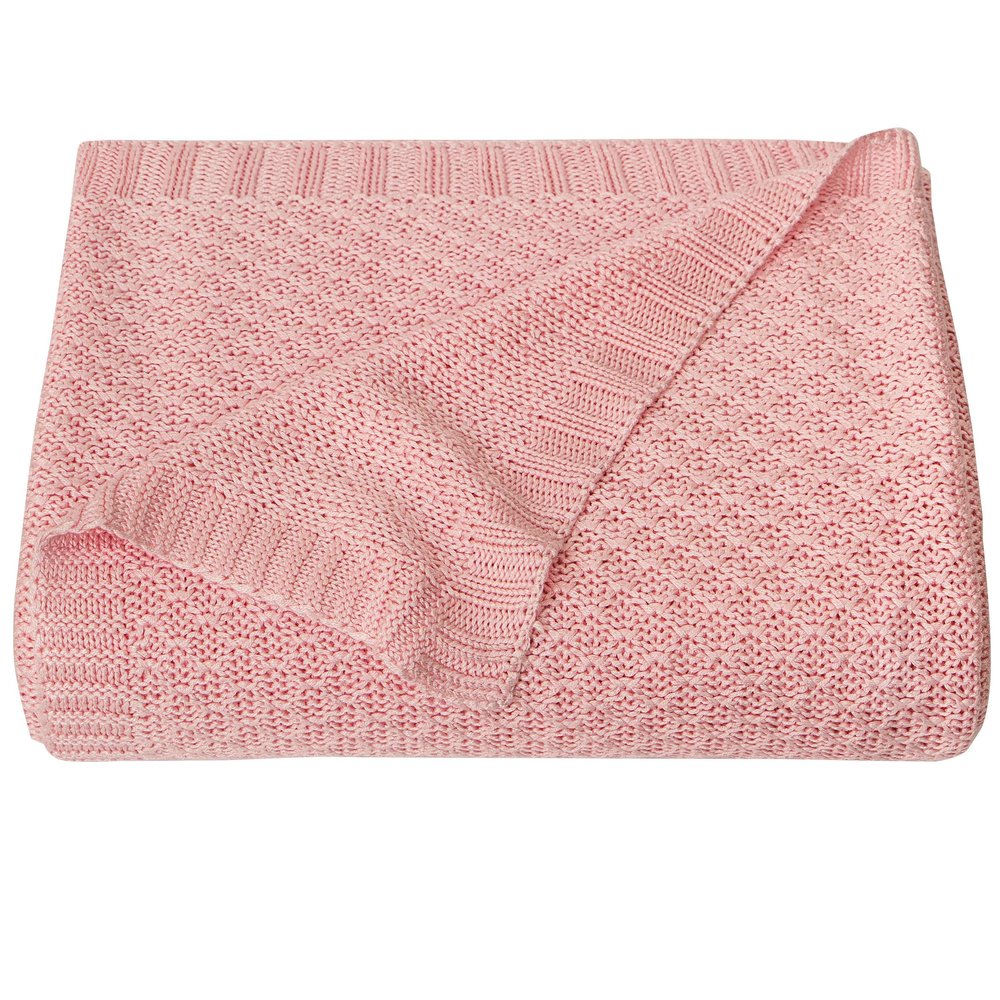 Aerlomi Cooling Cable Knit Toddler Blanket 30"x40", Soft Breathable Baby Blanket Made from Rayon Derived from Bamboo, Lightweight Crib Stroller Nursery Blanket, Light Pink
