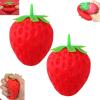 2 Pcs Strawberry Squishy Stress Ball, Realistic Soft Squeezable Fruit Fidget Toy, Cute Mini Strawberry Relief Squeeze Ball for Anxiety Stress Relief, Party Favors Gifts view 1