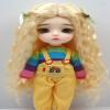 Jusuns Doll Hair Only JD880 9-10inch Long Sauvage wave Mid Parting Mermaid Curly with Twin Bow Braids Soft Fiber Doll Wigs (Blonde SN4) view 1