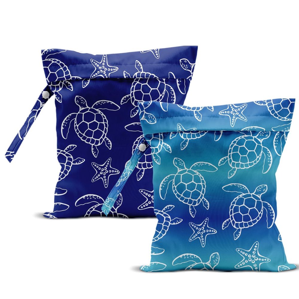 SRLDCR 2PCS Wet Dry Bags Sea Turtle wet bags Swimsuit Bag Beach Essentials Summer Gifts Washable Reusable Waterproof Bag for Swimsuit Pool Beach Diapers Dirty Yoga Gym