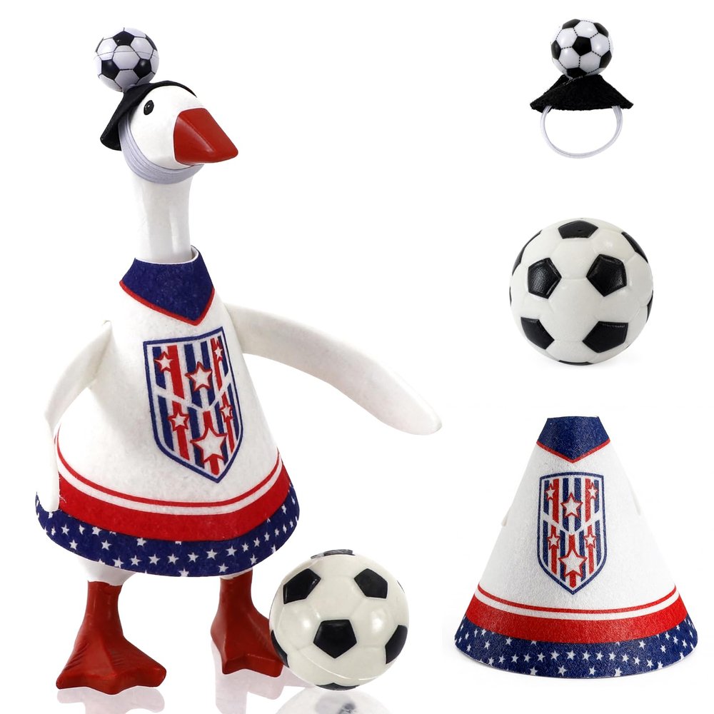 YGEINIT 2026 World Cup Soccer Desk Goose Outfits 7 Inch, Desk Goose Outfits Felt Costume with Soccer, World Cup Decoration for Desktop Goose Statues, Gifts for Soccer Lovers (Star)