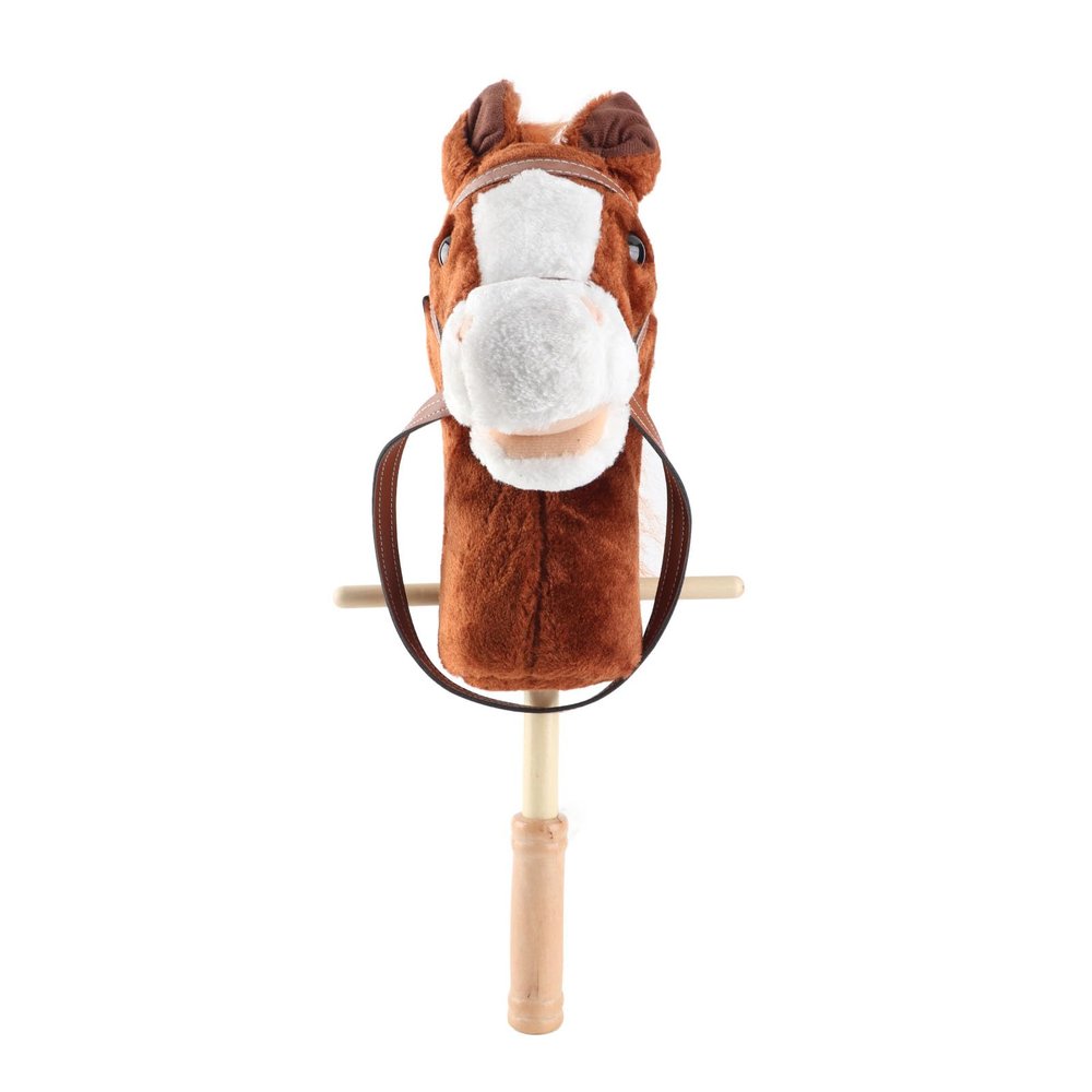 Mingzhe Horse Stick Toy Plush Soft Cartoon Look Sound Effect Horse Head Stick Toy with Wheels and Thickened Handle for Kids Toddlers Indoor Outdoor Play (Coffee)