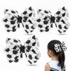 DOITOOL 4 Pcs Soccer Bows for Girls Hair Clips Black White Football Sports Ribbon Accessories Soccer Hair Bows Cheer Barrettes for Kids Teens Game Day view 1