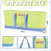 Sunnymove Mahjong Bag for Tiles and Racks Empty American Mahjong Tiles Carrying Tote 31.5 x 12 x 4 Inch Canvas Tile Game Accessory Gift for Pusher Rack Mat Carrying, Case Only(Blue and Lime Green) view 2