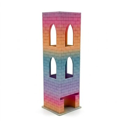 ASUIU Silk Rainbow Tile Tower Compatible with Carcassonne Unique Color-Shifting Tabletop Organizer 3D Printed Medieval Castle Dispenser Holds 100+ Tiles One-of-a-Kind Gradient Game Upgrade