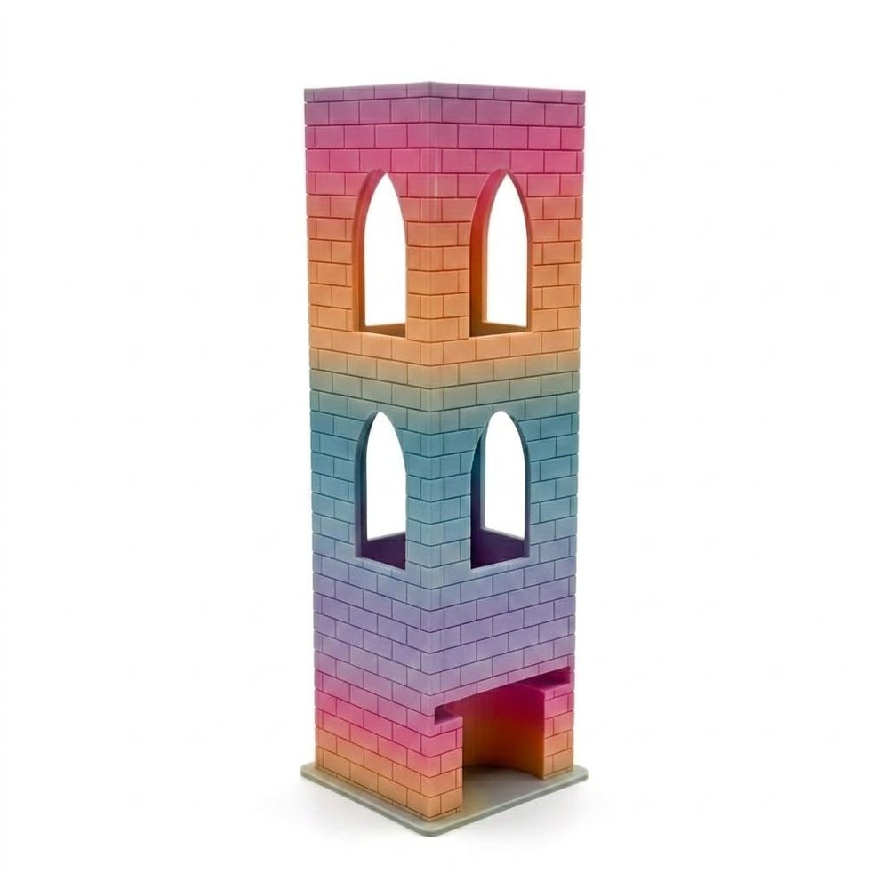 ASUIU Silk Rainbow Tile Tower Compatible with Carcassonne Unique Color-Shifting Tabletop Organizer 3D Printed Medieval Castle Dispenser Holds 100+ Tiles One-of-a-Kind Gradient Game Upgrade