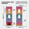 ASUIU Silk Rainbow Tile Tower Compatible with Carcassonne Unique Color-Shifting Tabletop Organizer 3D Printed Medieval Castle Dispenser Holds 100+ Tiles One-of-a-Kind Gradient Game Upgrade view 4