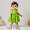 BABWWNIX Kid Girls Fairy Costume Princess Dress Up Set Halloween Cosplay Green Dress Costume with Butterfly Wing (Dress with wings, 2T) view 4