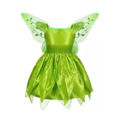 BABWWNIX Kid Girls Fairy Costume Princess Dress Up Set Halloween Cosplay Green Dress Costume with Butterfly Wing (Dress with wings, 7-8 Years)