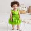 BABWWNIX Kid Girls Fairy Costume Princess Dress Up Set Halloween Cosplay Green Dress Costume with Butterfly Wing (Dress with wings, 7-8 Years) view 2