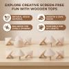 Bewinner Natural Solid Wood Spinning, 12 Pcs | Smooth Edges, Creative DIY Activity, Paintable Gyro Toy for Family Game (12 Pieces) view 3