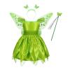 BABWWNIX Kid Girls Fairy Costume Princess Dress Up Set Halloween Cosplay Green Dress Costume with Butterfly Wing (Dress+Butterfly Wings+Fairy Stick+Hairband, 11-12 Years) view 1