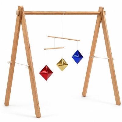 Wooden Montessori Baby Play Gym Frame, Foldable Beech Wood Baby Activity Gym Stand, Natural Nursery Gym, Portable Baby Gym Frame