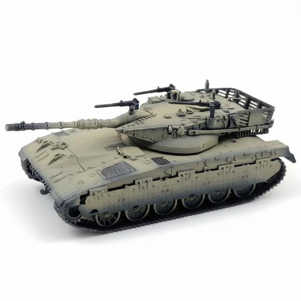1/144 Scale Tank Detailed Craftsmanship Armored Vehicle Model Movable Turret Vehicle Model for Hobbyists, Collection Display, Merkava Mk2 Desert
