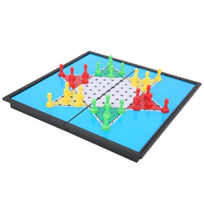 Julihai Magnetic Chinese Checkers, Plastic Travel Board Game with Foldable Storage for Kids and Adults, 25x25x2cm