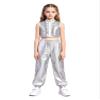 Jugaoge Kids Street Dance Outfit 2 Piece Hip Hop Dancing Sets Streetwear for Carnival Themed Party Silver 14 view 1