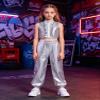 Jugaoge Kids Street Dance Outfit 2 Piece Hip Hop Dancing Sets Streetwear for Carnival Themed Party Silver 14 view 3
