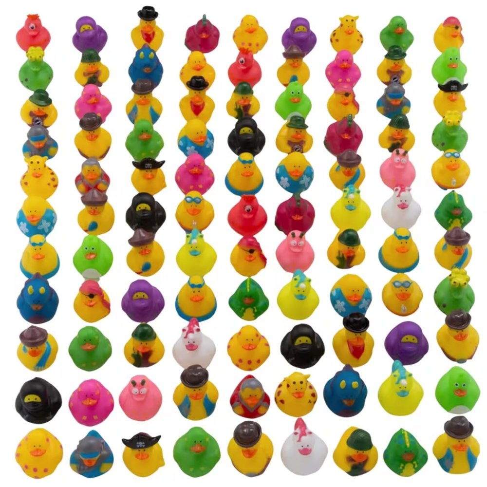 2" Bulk 100 Pc. Mega Everyday Fun Yellow Rubber Ducks Assortment