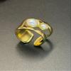 luoesque Gold-Plated Stainless Steel Double Pearl Open Ring, Adjustable Cuff Ring, 0.70 Inch Diameter view 4