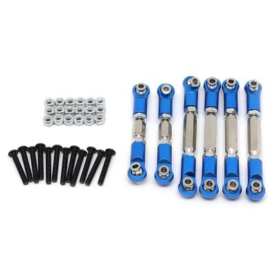 Adjustable Pull Rod for ARRMA 1/10 Stone Wotex Tie Rod Steering Metal Linkage for Combo Kit Remote Control Car Accessories(Blue)