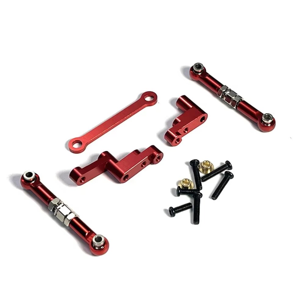 Adjustable Pull Rod for MJX for Hyper Go 16207 16208 16209 16210 H16 H16BM 1/16 RC Car Metal Parts Steering Tie Rod Assembly Accessories(Red)
